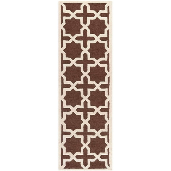 SAFAVIEH Cambridge Liz Geometric Wool Runner Rug, Dark Brown/Ivory, 2'6" x 6'