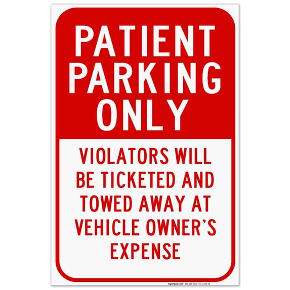 Patient Parking Only Red Sign, Board, 24x36 Corrugated Plastic