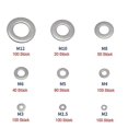 thumbnail image 2 of 580pcs Flat Washers M2-M12 Stainless Steel A2 Washers Assortment Set, 2 of 5
