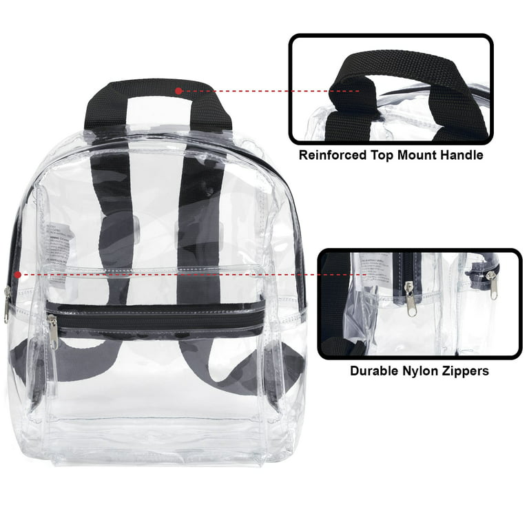 Madison & Dakota Clear Mini Backpacks for Beach, Travel - Stadium Approved Bag with Adjustable Straps
