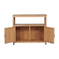 thumbnail image 6 of Outdoor Storage Cabinet, Patio Bar Table with Two Doors and Shelves, Wooden Patio Bar Table Set with Storage, Buffet Cabinet Sideboard for Outdoor and Indoor, Light Brown, 6 of 9