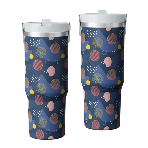 Modern 30oz Handheld Travel Tumbler with Handle – Double Wall Stainless Steel Insulated Cup, Flip Straw Lid, Leak-Proof & BPA-Free for Hot and Cold Drinks – Durable Coffee & Juice Mug White