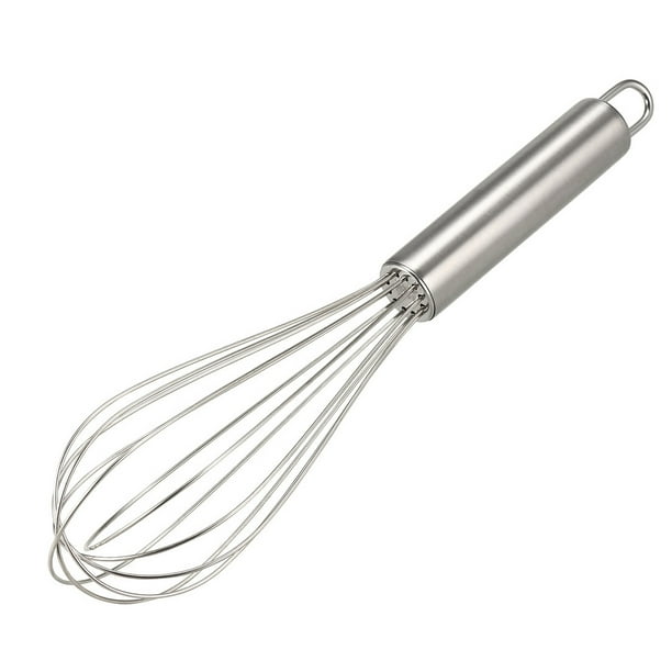 Batidor de alambre en forma de globo de 8 pulgadas Uxcell para mezclar, batir y revolver, acero inoxidable tono plateado