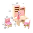 thumbnail image 4 of Vogacara Mini juego de muebles para casa de muñecas, casa modelo de juguete para niños, juego de muebles de madera, juguete educativo para niños, juego Muebles de casa de muñecas Comedor Vogacara FN000080-04B, 4 of 6