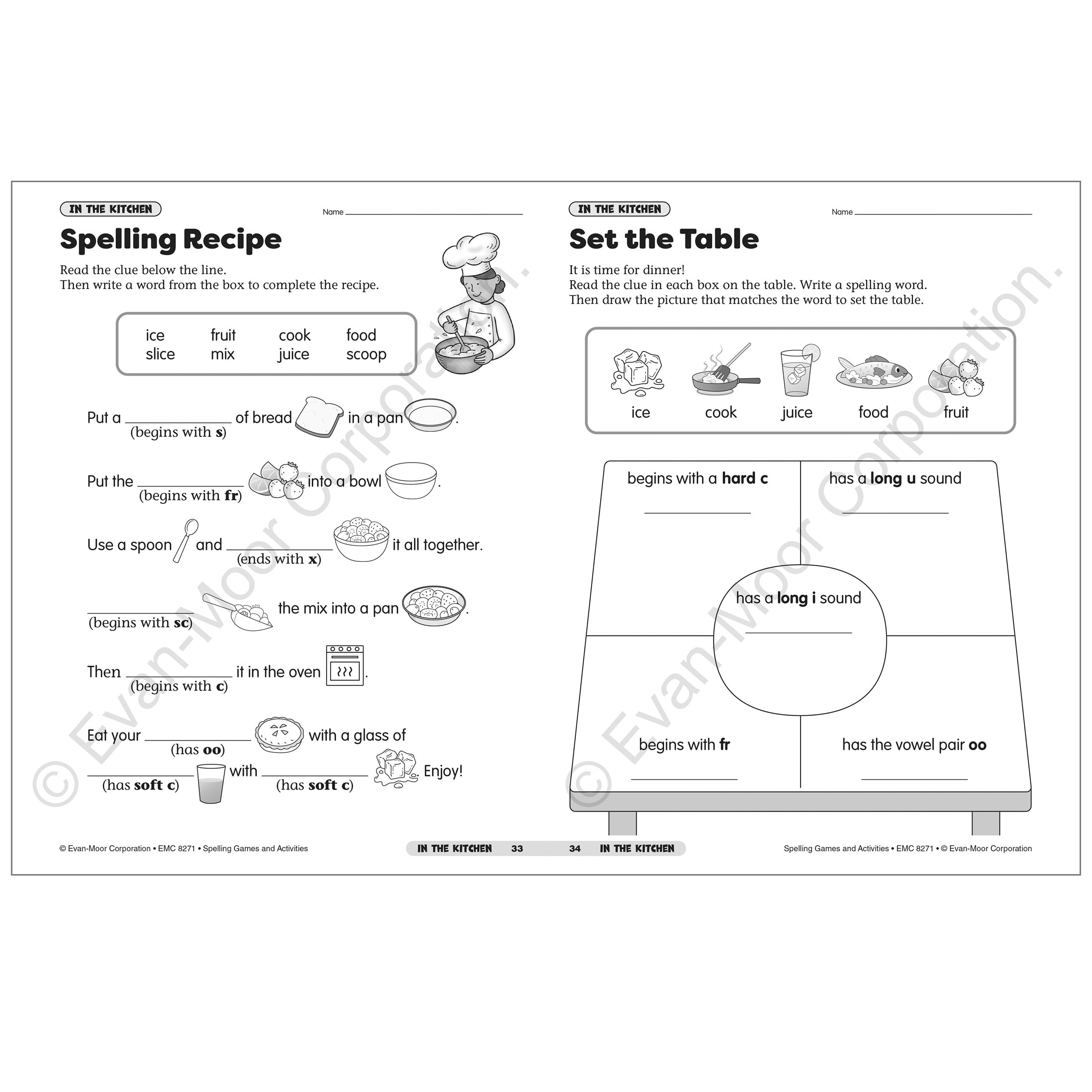 Evan-Moor Spelling Games and Activities, Grade 1 Teacher Resource