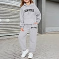 thumbnail image 2 of lnmuld Girls Outfits 2 Piece Girls Long Sleeve Hooded Sweatshirt Set with Printed Lettering for Everyday Casual Outdoor Wear and Activities Solid Color Size:7-8 Years, 2 of 4