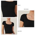 thumbnail image 5 of Camiseta de manga corta slim fit color puro cuello cuadrado transpirable mujer camiseta para desplazamientos, 5 of 5