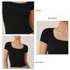 thumbnail image 5 of Camiseta de mujer transpirable con cuello cuadrado de color puro y manga corta ajustada para desplazamientos, 5 of 5