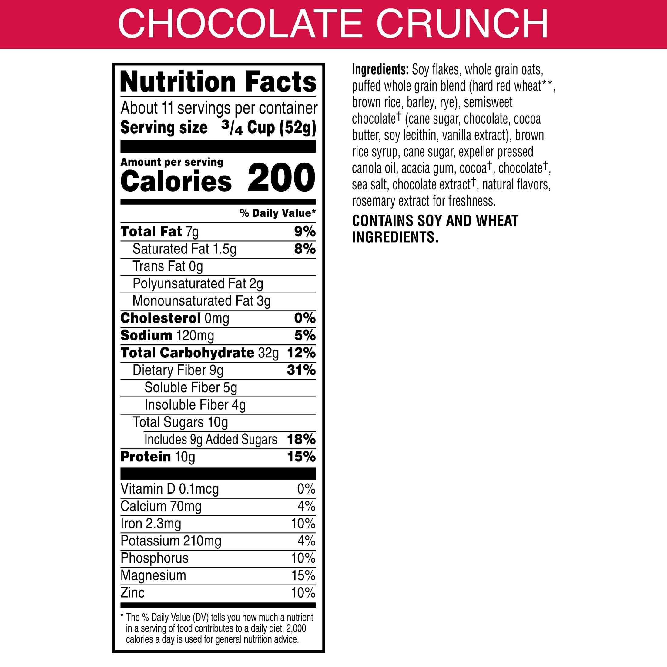 (3 pack) Kashi GO Breakfast Cereal, Vegan Protein, Fiber Cereal, Family Size, Chocolate Crunch, 19.9oz Box (1 Box)