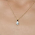 thumbnail image 3 of Gem Stone King 14K Yellow Gold Sky Blue Aquamarine and Blue Created Sapphire Pendant Necklace for Women | 1.17 Cttw | Gemstone March Birthstone | Pear Shape 9X6MM | With 18 inch Chain, 3 of 6