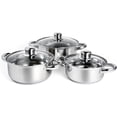 thumbnail image 1 of 6-Piece Kitchen Cookware Sets with Glass Lids, Stainless Steel Cookware Pot Sets with Stay Cool Handle, Non-Stick Saucepans, Dishwasher/Oven Safe, Compatible w/Induction/Electric/Gas Cooktops, 1 of 7
