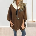 thumbnail image 3 of Fall Winter Women Jacket Loose Stand Collar Colorblock Zipper Closure Three-quarter Horn Sleeves Mid Length Casual Daily Wear Jacket, 3 of 8
