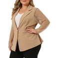 thumbnail image 4 of Unique Bargains Women's Plus Size Work Notch Lapel Lace Front Blazers Jackets 4X Khaki, 4 of 6