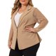 thumbnail image 4 of Blazers de Talla Grande para Mujeres Chaquetas de Trabajo Chaquetas con Solapa de Muesca Blazer de Encaje Color Caqui 2X, 4 of 5