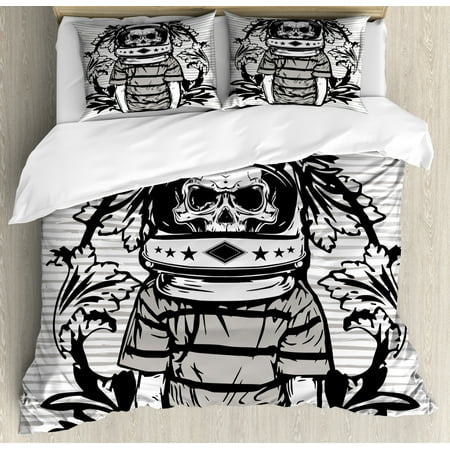 Skull Duvet Cover Set Graphic Skull Space Astronaut Man With A