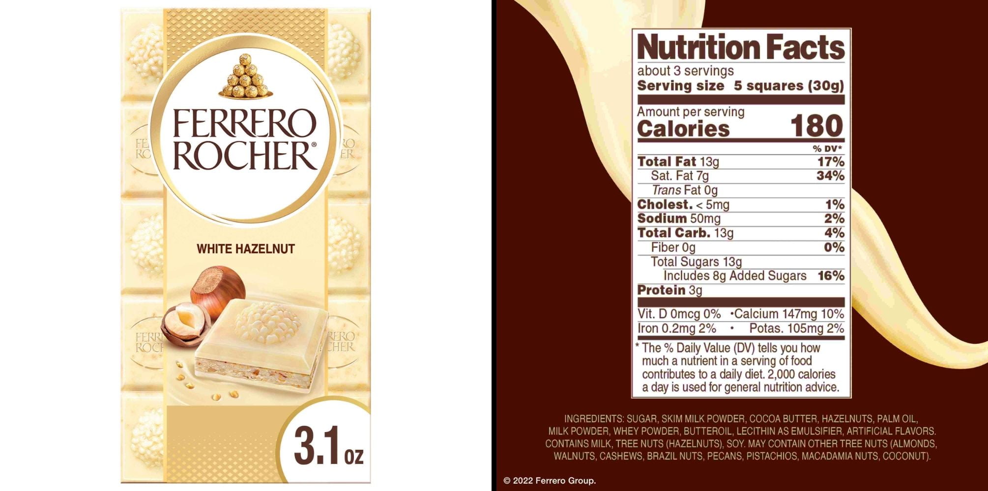 Ferrero Rocher White Hazelnut Chocolate Bar & Ghirardelli Dark Chocolate Mint Squares