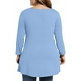 thumbnail image 4 of Dweltoz Women's Plus Size Shirts L-4XL 2025 Summer Crew Neck Tops 3/4 Sleeve T-Shirts Casual Soild Color Tees Blouses,Sky Blue 3XL, 4 of 5