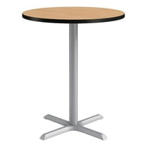 KFI Studios 36in Round Dining Table - 42in H - Natural Top - Silver Base