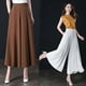 thumbnail image 3 of Pantalones de falda de cintura alta para mujer en tallas grandes, cintura elástica, corte holgado, sensación de caída, piernas anchas, pantalones de nueve puntos, pantalones de mamá, 3 of 5