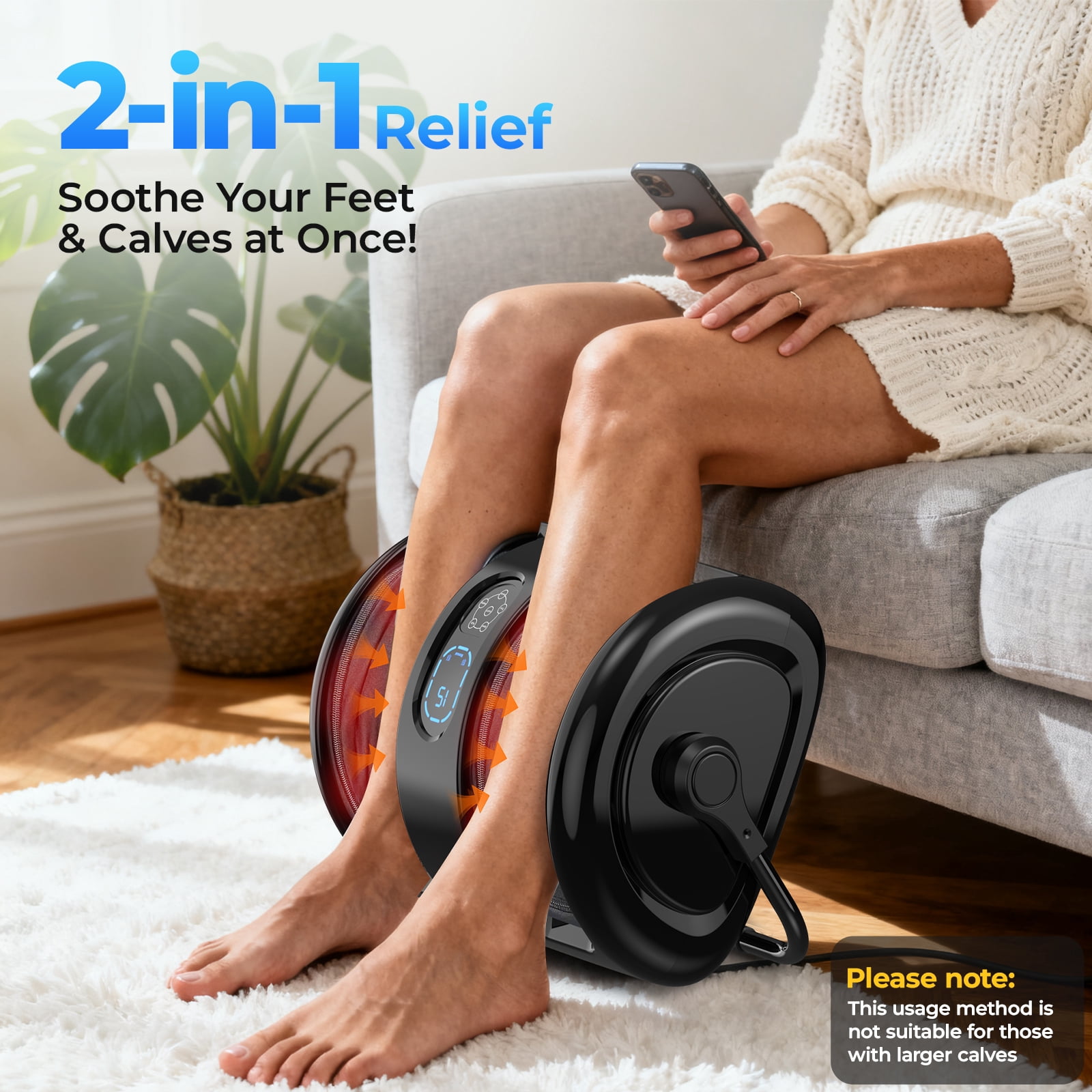 Anqdy Foot Rolling Massager Machine w/ Heated & Remote Control for Home & Office, Black