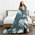 thumbnail image 5 of ZNDUO Cartoon Astronauts Cat Pattern Throw Blanket, Lightweight Cozy Soft Throw Blanket for Couch, 80"x60" Throw Blankets for Bed, 5 of 8
