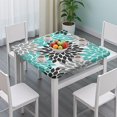 thumbnail image 3 of Black Turquoise and Gray Floral Pattern Square Fitted Tablecloth with Elastic Edge,Square Table Cover,Washable Elastic Table Cover for Home Kitchen Party Decor 36"x36", 3 of 6