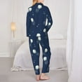 thumbnail image 3 of Pajama Sets for Women 2 Pcs, White Jellyfish Button Down Long Sleeve Sleepwear Lounge PJ Sets, 3 of 6