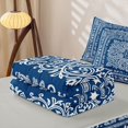thumbnail image 5 of jejeloiu Nautical Vintage Floral Zipper Twin Comforter Sets with Fitted Sheet and 2 Pillowcases For Men Women,Paisley Print Zipper Bedding Set,Blue White,Light Gray Reversible,4-Piece, 5 of 7