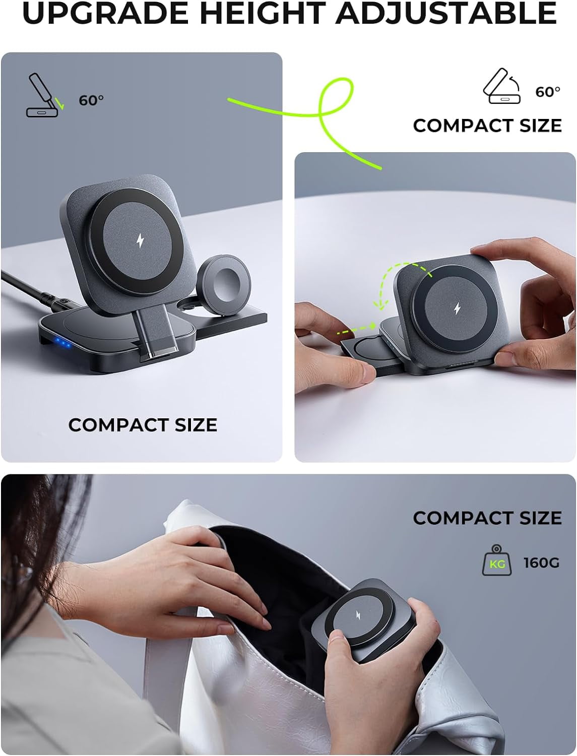 3 in 1 Charging Station for Apple Devices Magsafe Wireless Charger Pad for iPhone, Wireless Charging Station for Multiple Devices Fits iPhone 15 Pro Max Magsafe Charger Airpods I Watch