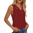 thumbnail image 4 of QSAWXQZ Women's Polka Dot Tank Tops V Neck Sleeveless Blouses Vintage Retro Print Lightweight Summer Shirts Pleated Front Casual Flowy Loose Tops L, 4 of 6