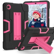 Dteck Case for Lenovo Tab M8 4th Generation 8.0-inch TB-300FU/TB-300XU,Shockproof 3-Layer Protection Armor Kids Friendly Case Heavy Duty Protective Kickstand Cover, Black Rose