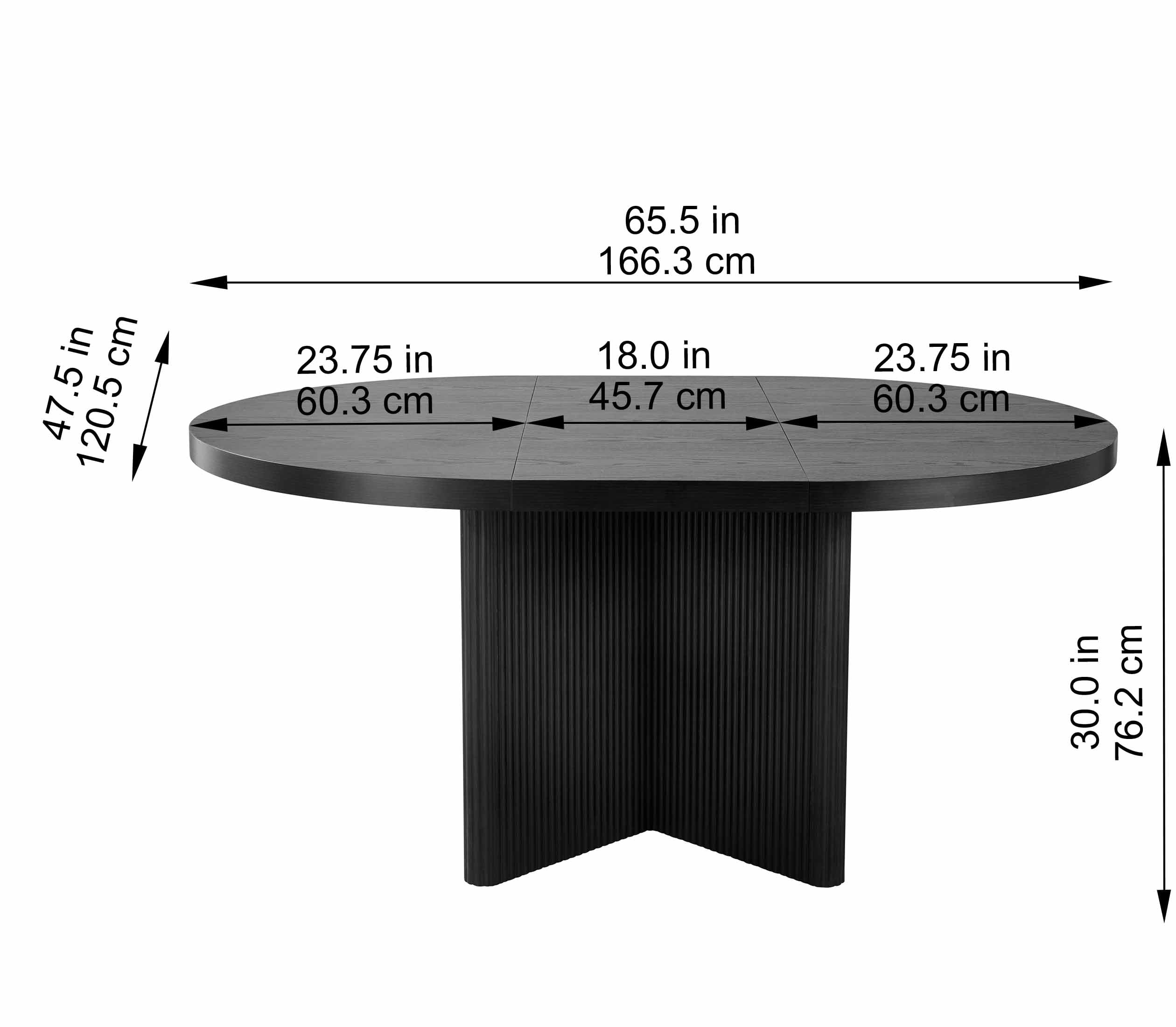 Better Homes & Gardens Lillian Fluted Round Expandable Dining Table, Black Wood Finish