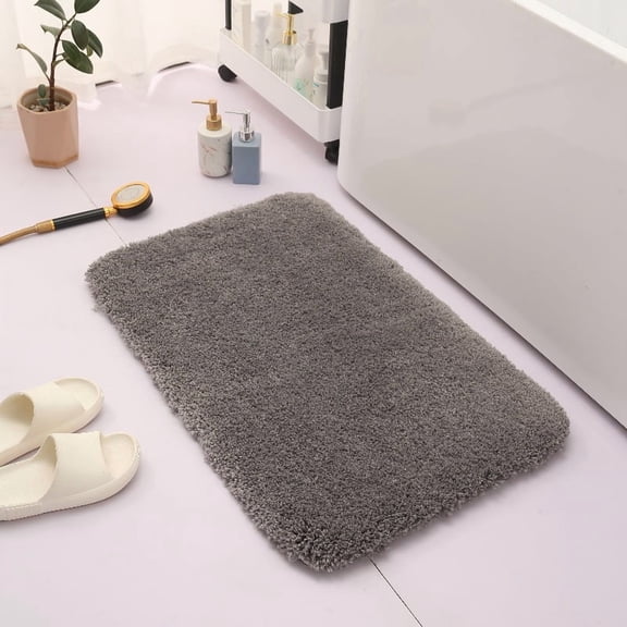 Xukmct Soft Plush Absorbent Carpet Bathroom Rug Bath Mat Washable Non Slip Bath Rugs for Bathroom, Shower, Kitchen, 15" x 23"