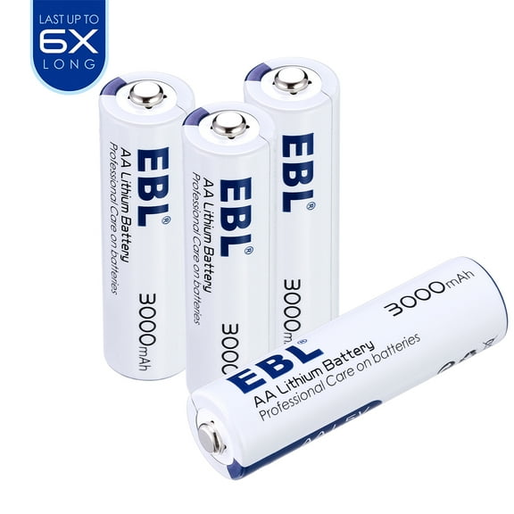 EBL Lithium AA Batteries (4 Pack), Double A Batteries 1.5V with Storage Box