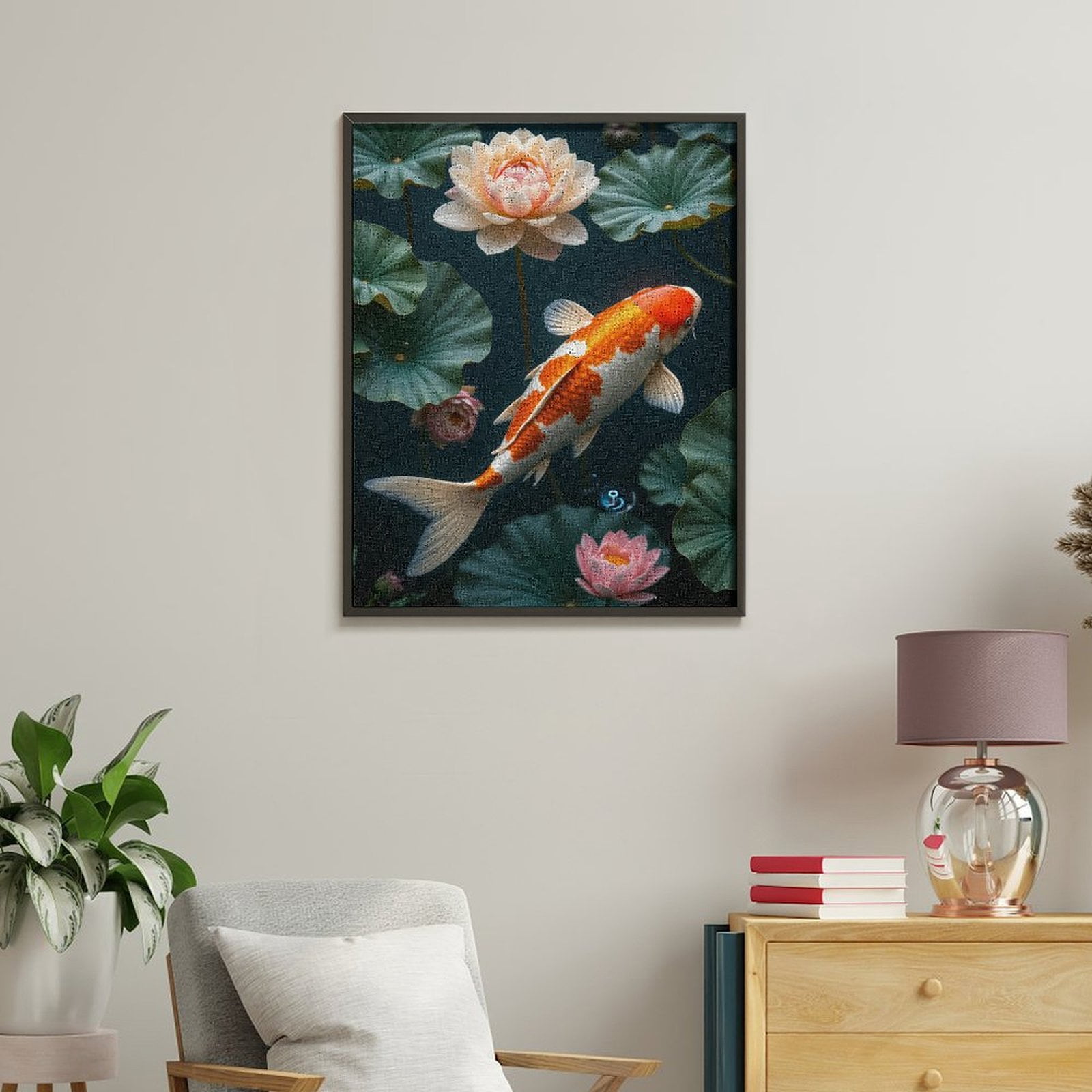 Paint by Numbers Kit for Adults, Koi Lotus Pond Serene Beauty Paint by Numbers, Easy Paint by Numbers Kit for Adults Beginner, DIY Adult Paint by Number Kits on Canvas, 12x16in Home Decor
