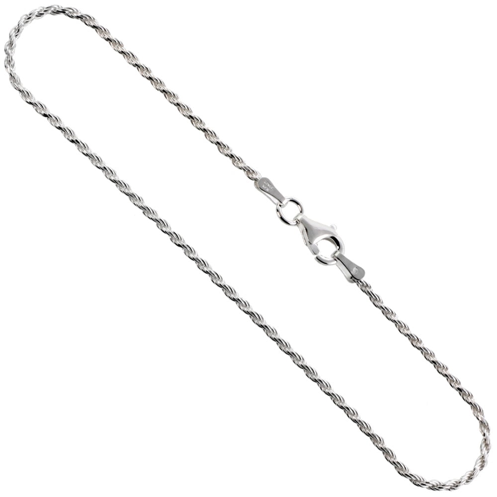 Real 925 Rope Link Chain 925 Rhodium Plated Chain 1.6 mm Real ITALY Silver 