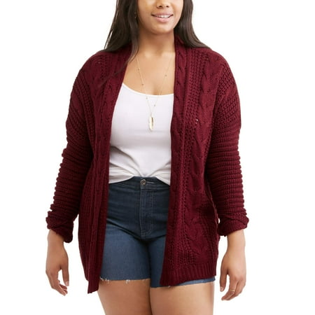 Junior Plus Slouchy Chunky Cardigan Sweater