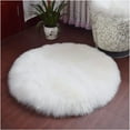 thumbnail image 1 of Round Mat Home Decor Faux Fur Sheepskin Rugs Kids Carpet Nursery Bedroom Fluffy Rug Shaggy Area Rug, Diameter 2ft White, 1 of 7