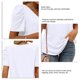 thumbnail image 5 of Camisa de manga abullonada con cuello en V, parte superior blanca elástica para uso informal en la oficina y el hogar, talla L Summer Chic, 5 of 6