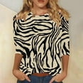 thumbnail image 3 of Iyufng Womens Tops 3/4 Sleeve,Shirts for Women Plus Size,Women's Fashion Casual Color Block Printing Round Neck T-shirt Top Blouse, 3 of 5
