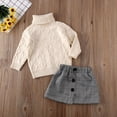 thumbnail image 3 of ZAXARRA Vêtements pour Enfants, Chandail à Col Roulé + Jupe Courte à Boutons à Carreaux, 3 of 6
