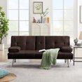 thumbnail image 5 of Sofa Bed, Folding Sofa Bed with Removable Armrests, 2 Cupholders, Metal Legs 3 People Guest Bed, Day Bed Frame, 5 of 7