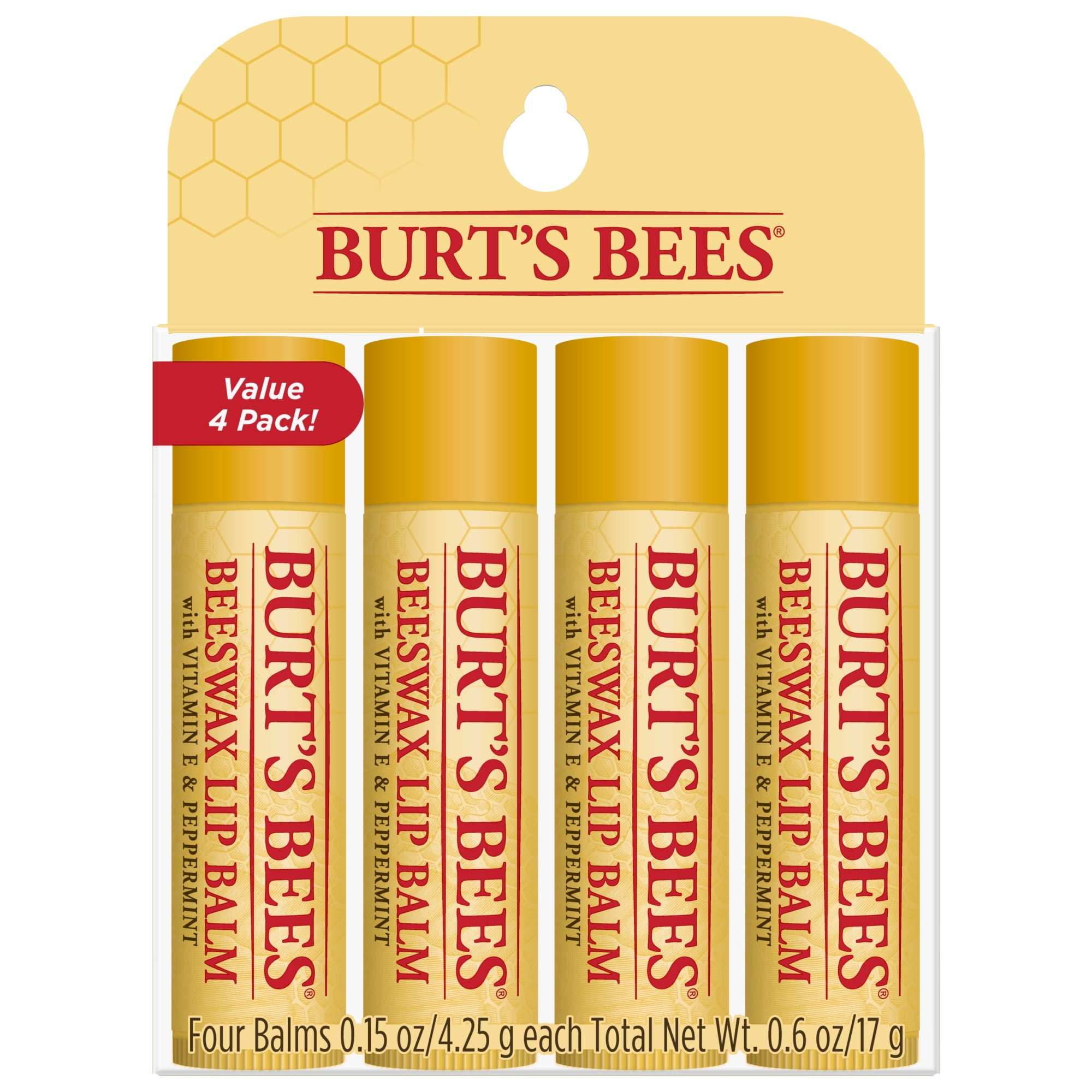 Burt's Bees 100% Natural Origin Moisturizing Lip Balm, Original Beeswax ...