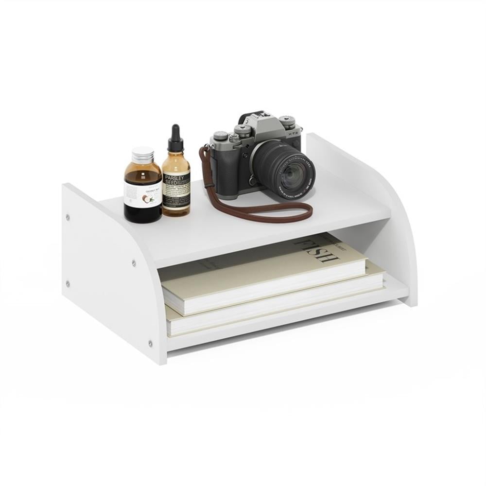 Pemberly Row Contemporary 2-Tier Desk Top Organizer in White