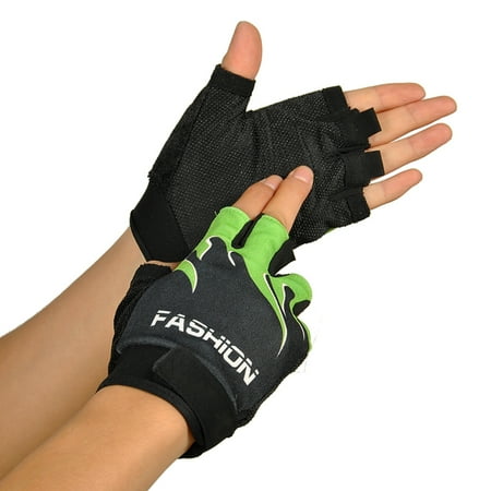 Fingerless Bike Gloves - Sports Bicycle Cycling Biking Hiking Gel Half Finger Fingerless Gloves GN
