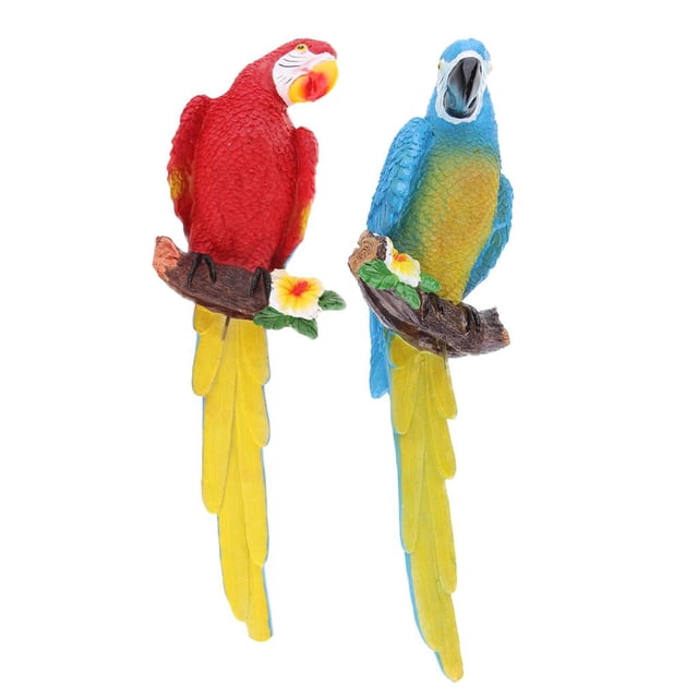 2 Piezas De Resina Vívida Pájaros Estatua Artesanía Creativa Regalos Para Jardín, Césped, Decoración De Patio DYNWAVEMX Ornamento de loros realistas