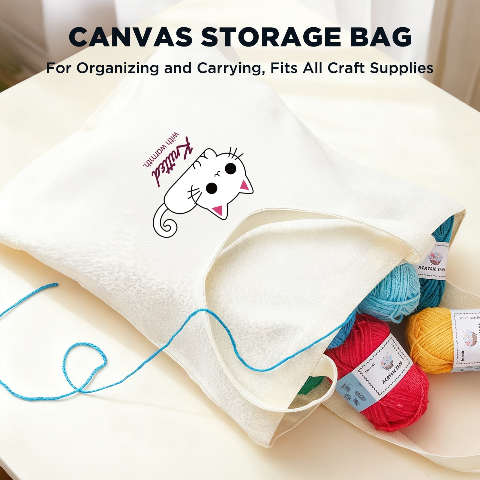 HUANCTOMA  Crochet Kit for Beginners Adults and Kids,Knitting Supplies With 1800yd Acrylic Yarn 21 Ergonomic Hooks Canvas Storage Bag Lots more