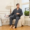 thumbnail image 3 of U2SKIIN Men's 100% Cotton Flannel Pajama Sets, Soft Plaid PJS Long Sleeve Sleepwear 2 Piece Button Down Lounge Set（Navy -Beige Plaid,M）, 3 of 4