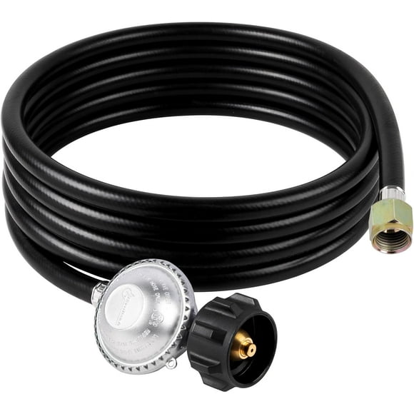 shiyou-12ft Low Pressure Propane Hose with Regulator, for Propane Fire Pit, Patio Heater, Gas Grill and More, 3/8 Inch Female Flare