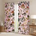 thumbnail image 2 of Homewish Tropical Botanical Plant Black Out Curtains,Rustic Fungus Mushroom Curtains Pack of 2 (42x63 Each),Pink Brown Bedroom Curtains For Girls Kids,Super Cozy Room Decor, 2 of 6